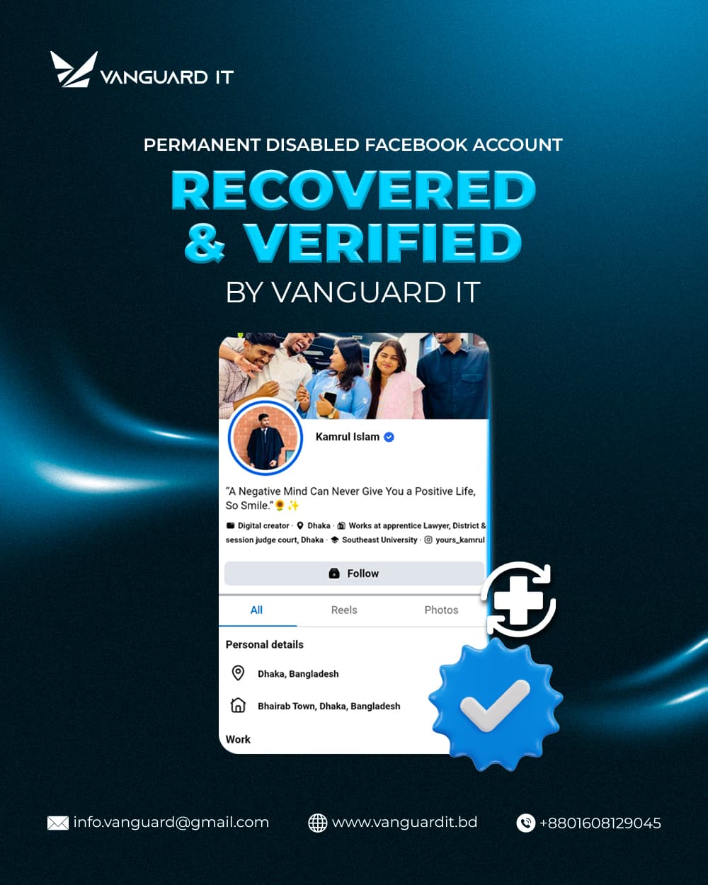 Permanent Disabled Account Recovered & Verified - Kamrul Islam